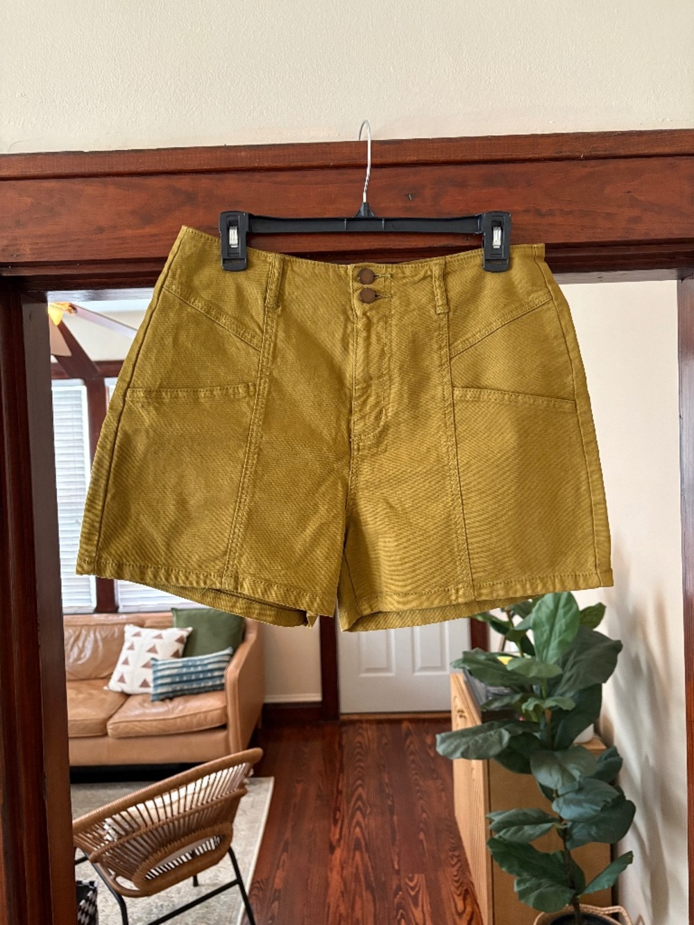 Universal Thread High-Rise Shorts Mustard Yellow